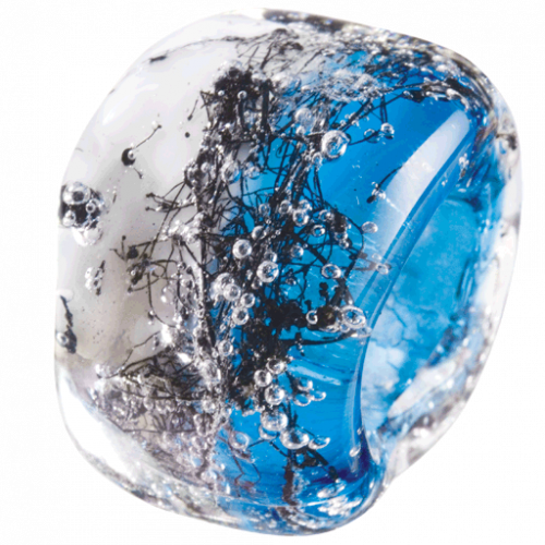 large blue emubead with inclusions
