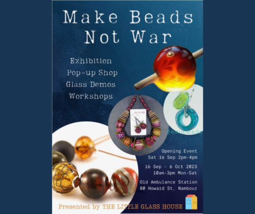 make beads not war exhibition poster